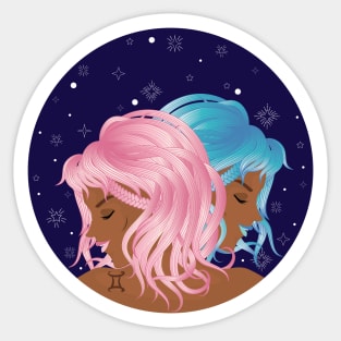 Twin girls as Gemini zodiac sign Sticker